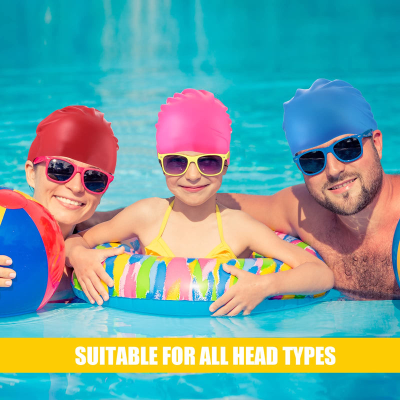 9 Pieces Unisex Swim Cap Silicone Waterproof Swimming Hat Flexible Silicone Swimming Cap for Women Men Kids Adults, Bathing Swimming Caps for Short and Long Hair, 9 Colors - BeesActive Australia