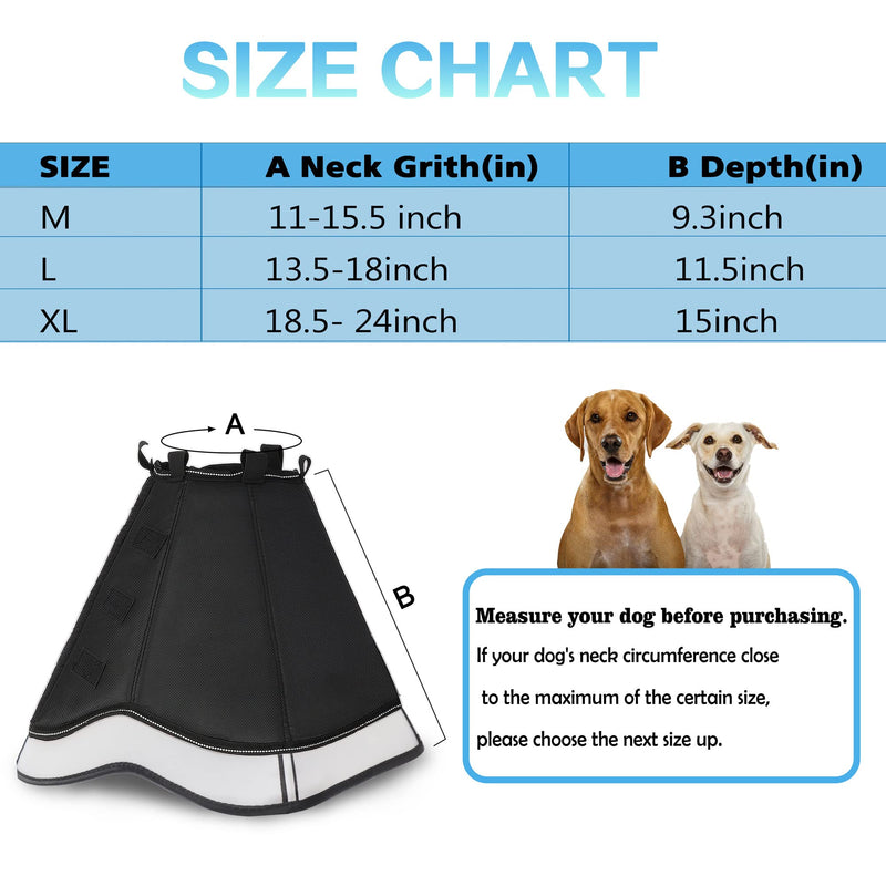 INKZOO Dog Cone Collar for After Surgery, Soft Pet Recovery Collar for Dogs and Cats, Adjustable Cone Collar Protective Collar for Large Medium Small Dogs Wound Healing Black - BeesActive Australia