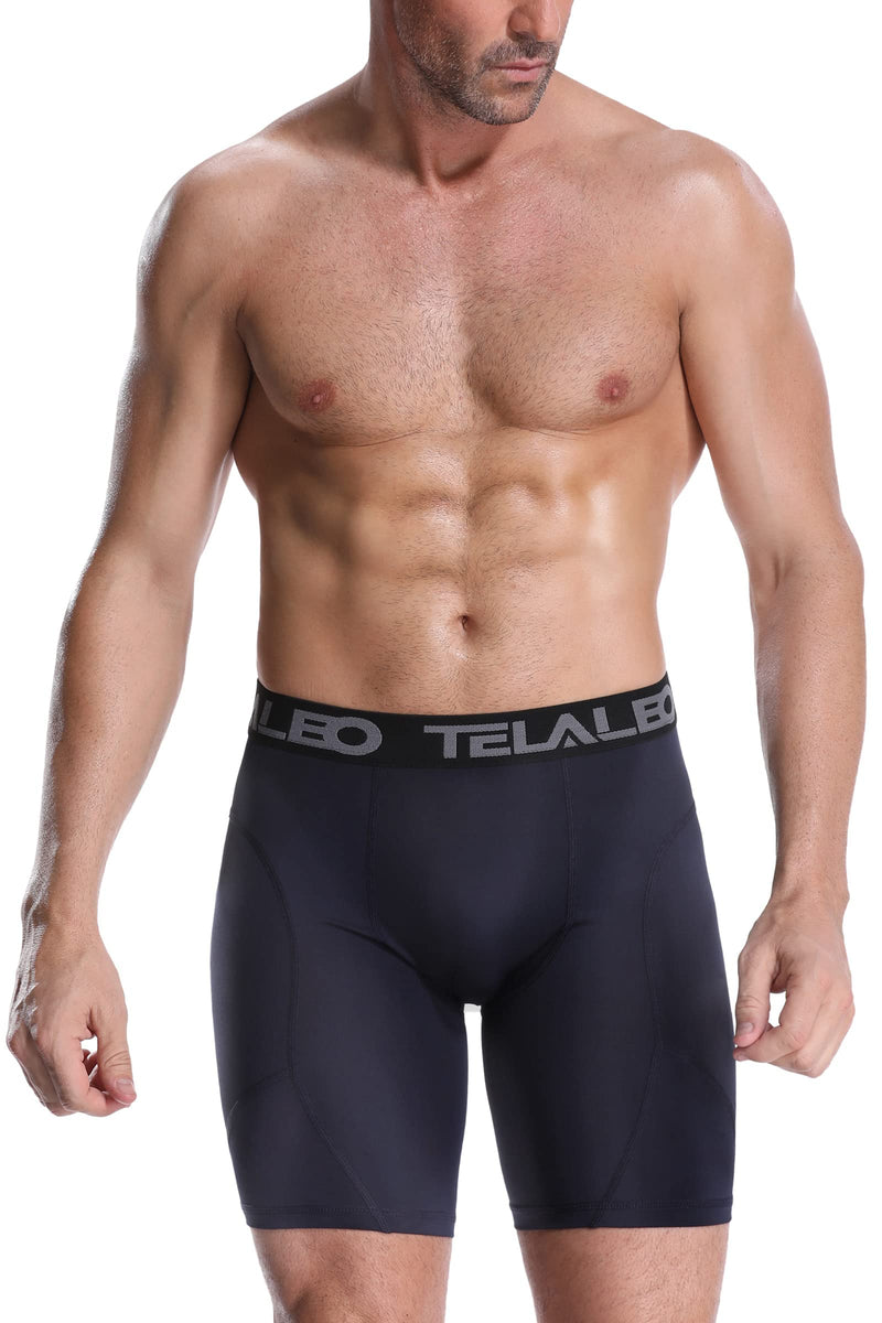 TELALEO 5/6 Pack Compression Shorts Men Spandex Sport Shorts Athletic Workout Running Performance Baselayer Underwear Black(2pcs)+blue(2pcs)+gray(1pcs) Large - BeesActive Australia