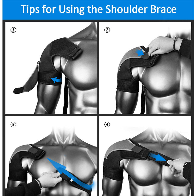 Shoulder Support - Adjustable Shoulder Brace Compatible with Hot/Cold Pad for Rotator Cuff, Pain Relief, Dislocated AC Joint, Labrum Tear, Bursitis, Tendinitis - Neoprene Shoulder Compression Sleeve Right - BeesActive Australia