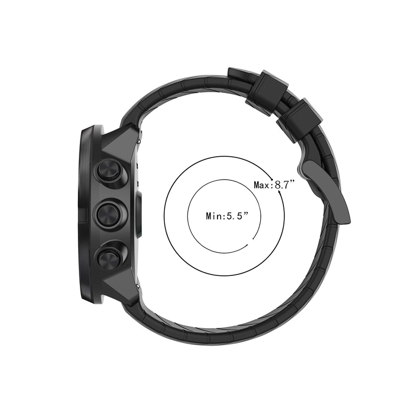 HUABAO Watch Strap Compatible with Suunto 7/Suunto D5/Suunto 9,Adjustable Silicone Sports Strap Replacement Band for Suunto 7/Suunto D5/Suunto 9 Smart Watch Black - BeesActive Australia