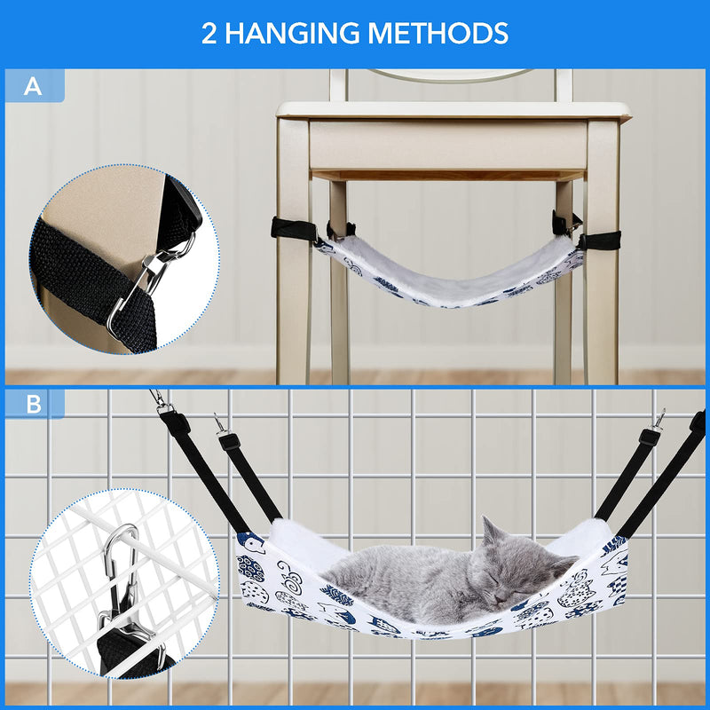 Pedgot 3 Pack Reversible Cat Hanging Hammock with Adjustable Straps and Hooks Double-Sided Pet Cage Hammock Hanging Bed Resting Sleepy Pad for Small Animals Pets 23.6 x 20 inches - BeesActive Australia