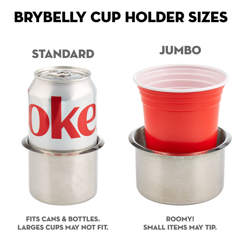 Brybelly Single Stainless Steel Cup Holder, Jumbo - Silver Drop-in Anti-Spill Storage Solution or Replacement Item for Poker Table, Work Desk, Car, Custom Build & DIY Projects - BeesActive Australia