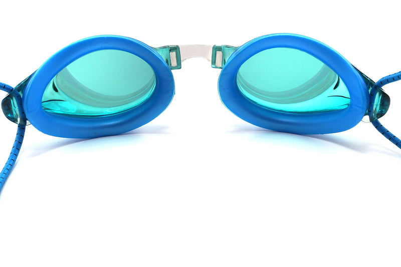 Resurge Sports Anti Fog Racing Swimming Goggles with Quick Adjust Bungee Strap Blue Mirrored - BeesActive Australia