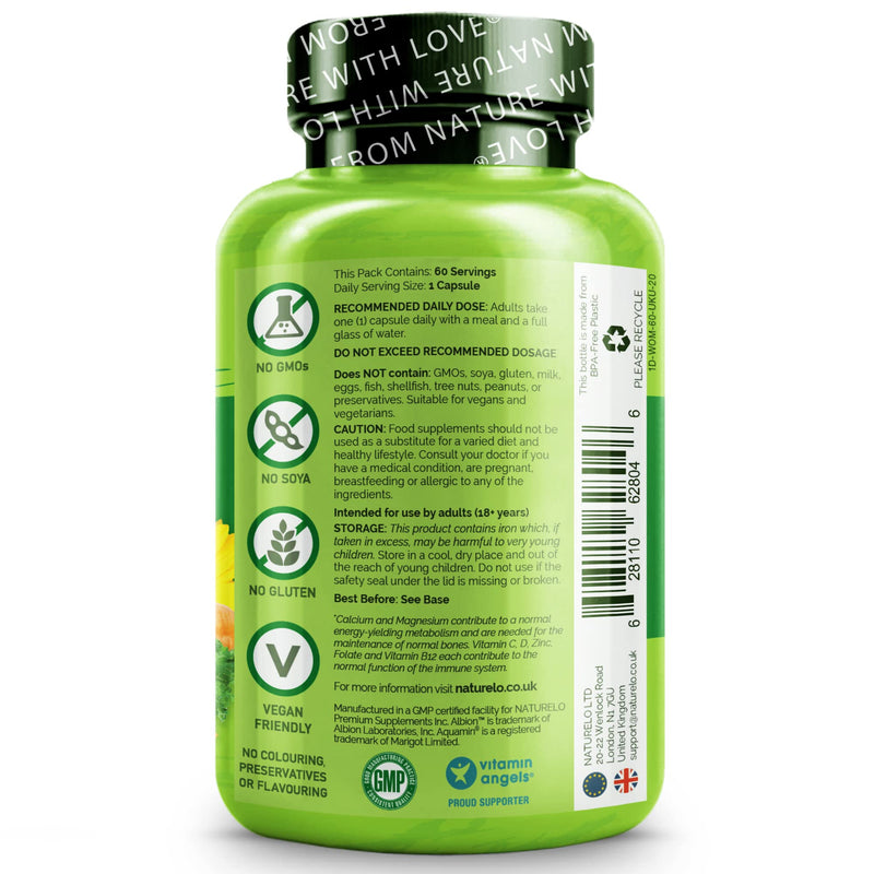NATURELO One Daily Multivitamin for Women - with Natural Food-Based Vitamins, Minerals, Fruit & Vegetable Extracts - Best for Maintaining Essential Nutrients - 60 Vegan Capsules | 2 Month Supply - BeesActive Australia