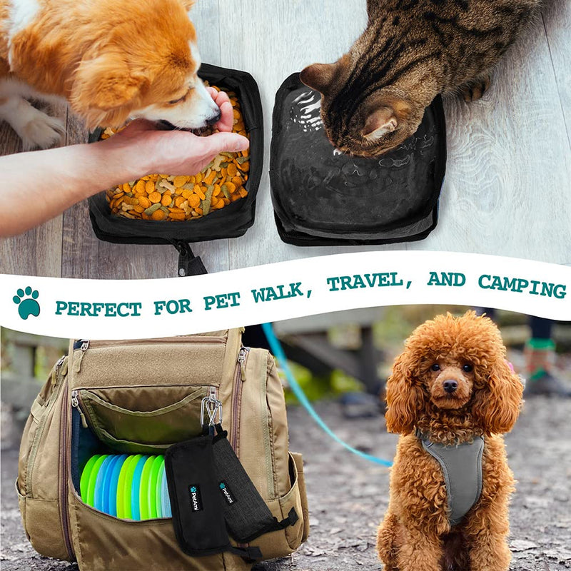 PetAmi Collapsible Dog Bowls 2 Pack, Travel Dog Bowls, Portable Water Bowl for Dog Puppy Cat Pet, Foldable Doggy Food Bowl for Traveling Hiking Camping Walking Outdoor Gear Accessories Black - BeesActive Australia