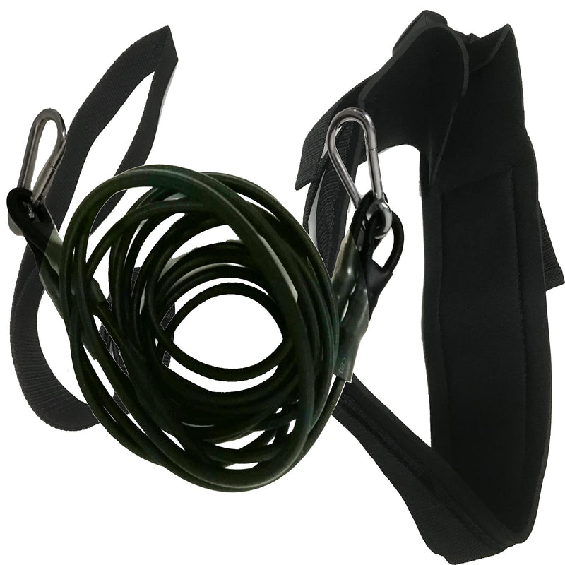Upgrade Style - Strong Pool Swim Training Leash Swim Training Belt Swim Resistance Tether Swim Tether Stationary Swimming - Wide and Comfortable Waist Belt, Double Bungee Rope, Metal Buckle - BeesActive Australia