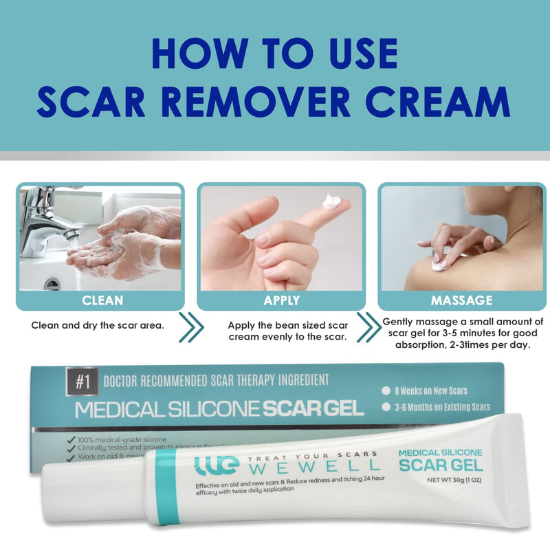 Wewell Medical-Grade Silicone Scar Gel, Advanced Scar Gel for Face Body, Scar Gel Effective for Both Old and New Scars - BeesActive Australia