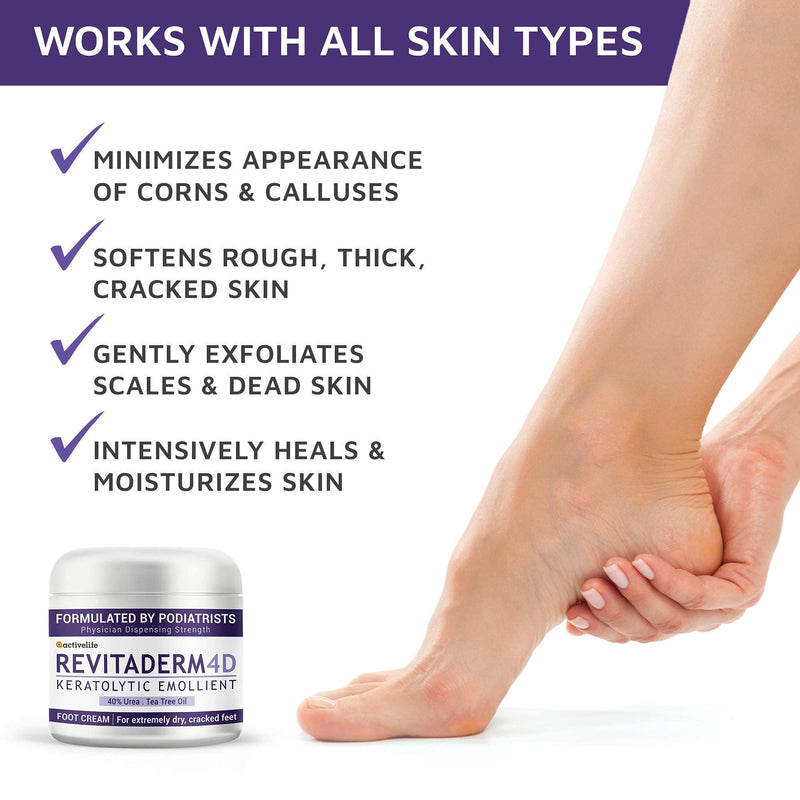 Revitaderm 40% Urea Cream for Calloused, Cracked Feet, Heels & Elbows - Best Callus Remover Lotion Urea Cream 40 Percent for Feet 4oz with Pumice Stone, Softens & Rehydrates Rough, Cracked, Dry Skin 4 Ounce (Pack of 1) - BeesActive Australia