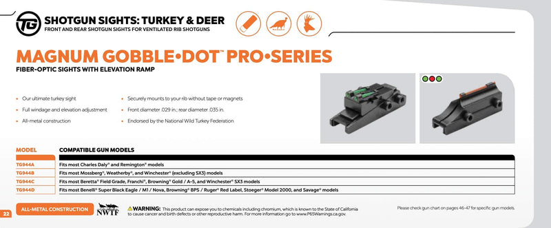 TRUGLO Pro-Series Magnum Gobble-Dot 3-Dot Sights with Elevation Ramp for Ventilated Rib Shotguns TG944D (8mm Rib Width) - BeesActive Australia