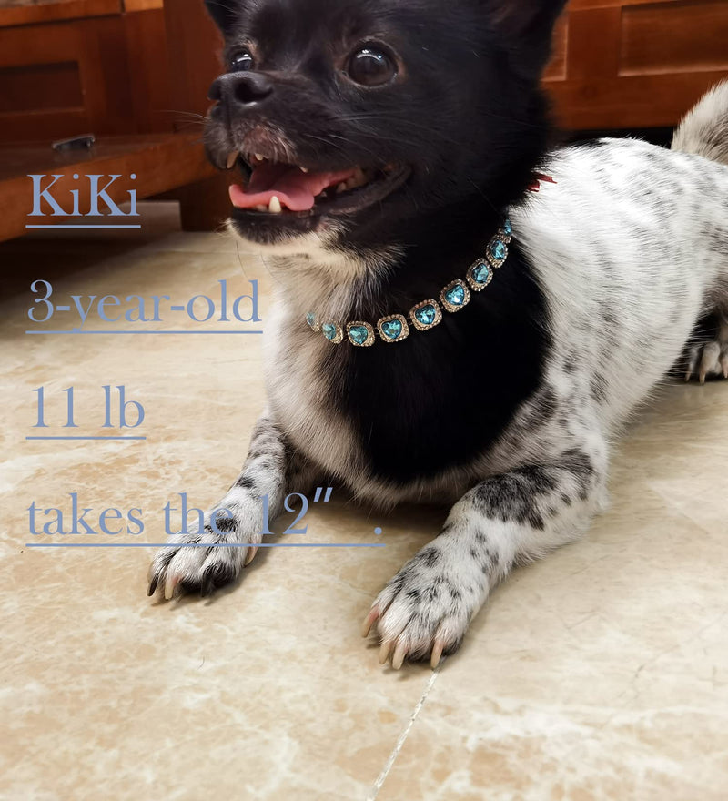Cat Collar Puppy Zircon Pink/Blue Sugar 13mm Chain Handmade Diamond Iced Heart Pearl Cute Rock Candy Pet Jewelry Necklace Pet Gift XXS(8.2") Gold&Pink - BeesActive Australia
