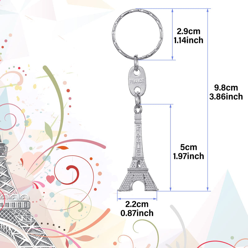 Junkin 30 Pieces Eiffel Tower Keychain Retro Keychain Decorations Purse Charms Statue Model Prom Keychain French Souvenirs Silver - BeesActive Australia