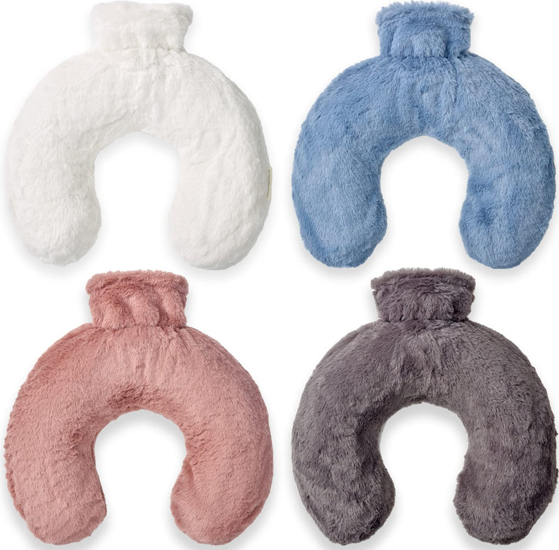 Luxury Hot Water Bottle with Faux Fur Cover, Soft Fluffy Neck U Shape Cosy Fleece, 1.8L Capacity (Twilight Grey) Twilight Grey - BeesActive Australia