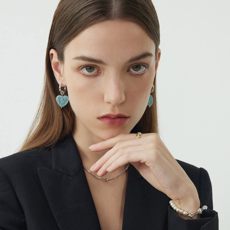 C.Paravano Hoop Earrings for Women | 925 Sterling Silver or 18K Gold Plated Hoop Earrings | Huggie Earrings for Women | Lightweight Hoops | Hypoallergenic Earring for Women EARRING_32_BLUE - BeesActive Australia