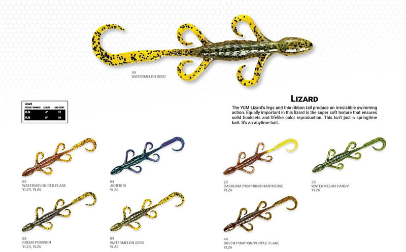 [AUSTRALIA] - YUM Lizard Ultimate Finesse Lizard Soft Plastic Swim-Bait Bass Fishing Lure with Curly Legs and Tail Watermelon Candy 6" 