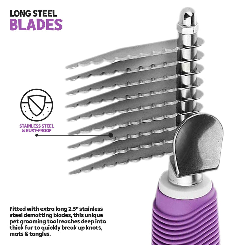 Poodle Pet Bundle - Detangling Pet Comb Dog Cat Grooming Comb + Dematting Fur Rake Comb Brush Tool with Safety Blades for Matted or Knotted Undercoat Hair - BeesActive Australia