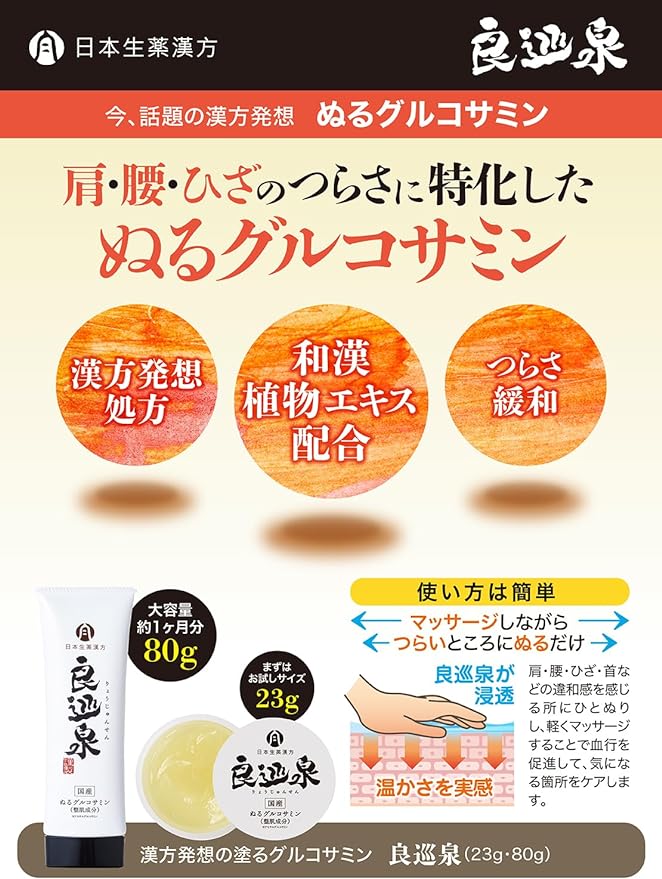 Rakuraku Guru Comsin, Heat Sensation, Massage Cream, Japanese Raw Pharmaceutical Kanpo, Rakumizen Ryusen 2.8 oz (80 g) - BeesActive Australia