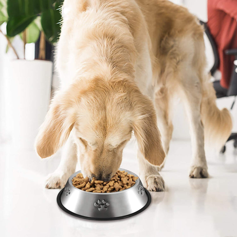 2 Stainless Steel Dog Bowls, Dog Feeding Bowls, Dog Plate Bowls with Rubber Bases, Small, Medium and Large Pet Feeder Bowls and Water Bowls L-33.8oz - BeesActive Australia