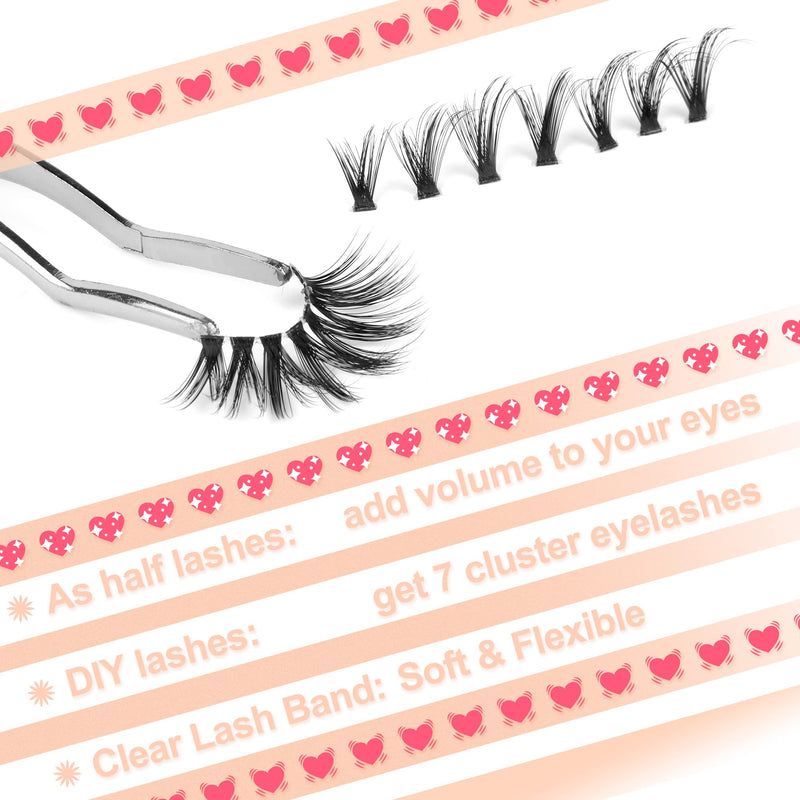 Newcally Half Lashes Long Thick Fluffy False Eyelashes 5 Pairs 3/4 Clear Lash Band Dramatic Fake Eye Lashes Pack B- THICK - BeesActive Australia