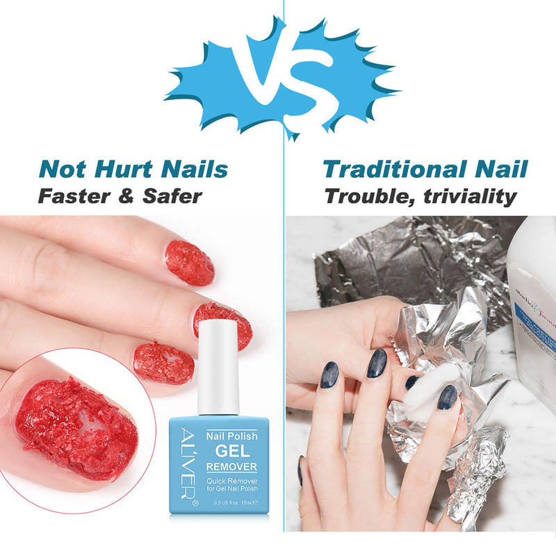 Gel Nail Polish Remover(15ML) - Professional Removes Nail Polish in 3-5 Minutes, Quickly & Easily, Not Hurt Nails with 1 PCS Cuticle Pusher + 1 PCS Nail Polish Scraper 0.52 Ounce (Pack of 1) - BeesActive Australia
