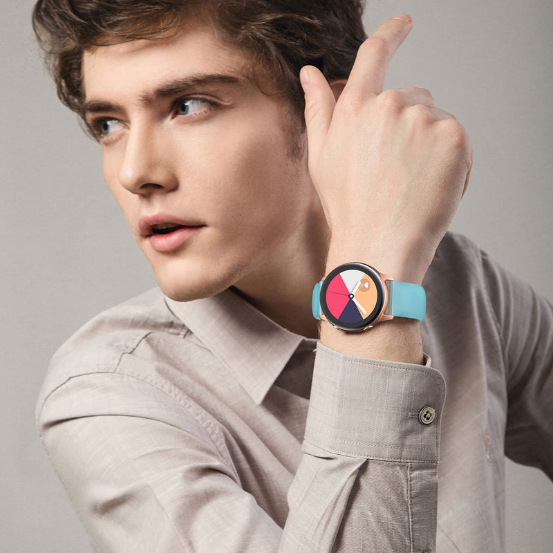 TOOLAIK Bands Compatible with samsung galaxy watch 4 band 40mm/44mm and samsung Active 2 Bands 40mm/44mm,20mm Silicone watch band for Galaxy Watch 3 41mm/Galaxy Watch 42mm/Gear S2 Classic Women Men Black/Glitter Powder Rose Red/Luminous Blue - BeesActive Australia