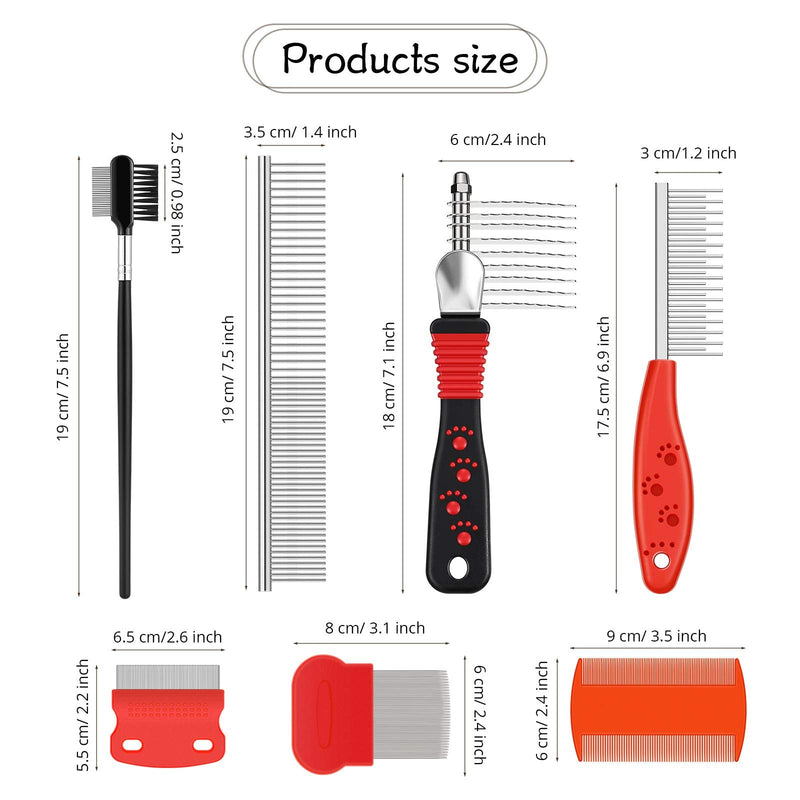 7 Pieces Tear Stain Remover Comb Set Include Dematting Comb Double-sided Dog Eye Comb Flea Lice Combs Stainless Steel Grooming Comb Multipurpose Tools for Pet Cat Dogs Removing Crust and Mucus - BeesActive Australia