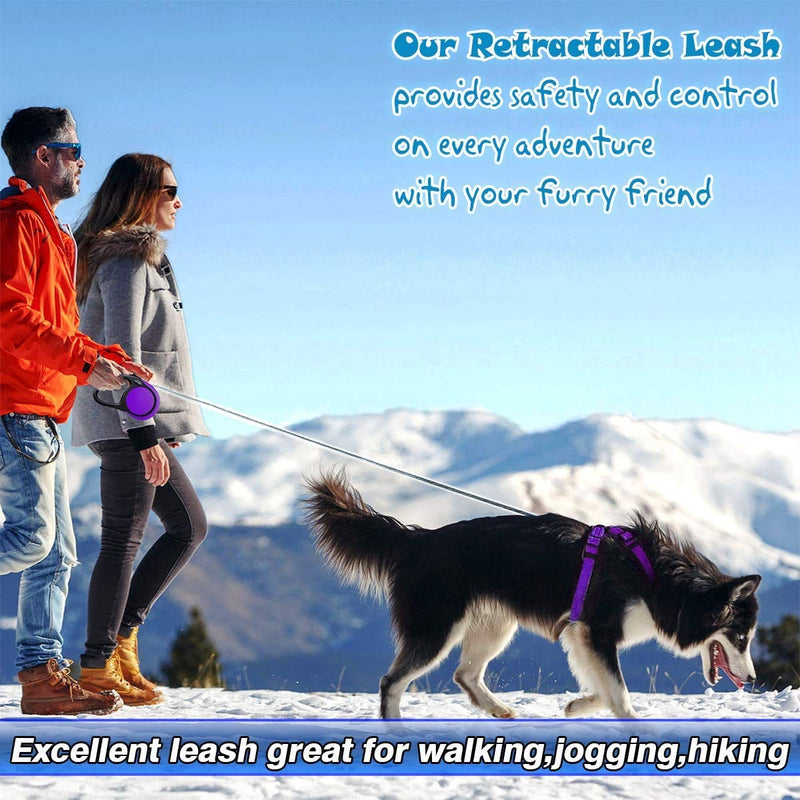 Heavy Duty Retractable Dog Leash-16ft Strong & Durable Walking Leash for S to L Dogs up to 45/115 lbs, Upgraded Lock System, Non Slip Grip, Tangle Free Small/Medium (Pack of 1) Purple - BeesActive Australia