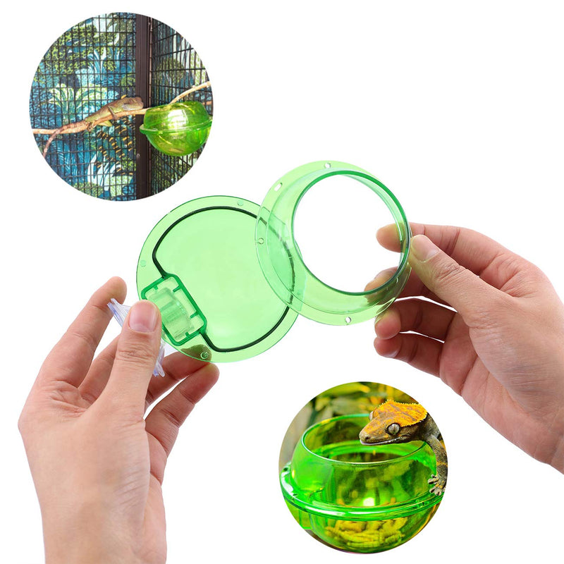 Suction Cup Reptile Feeder, Reptile Feeding Food Water Bowl Escape Proof Worm Dish Gecko Feeder Chameleon Bowl, Reptile Ledge Accessories Supplies for Lizard Bearded Dragon, 2 Pack - BeesActive Australia