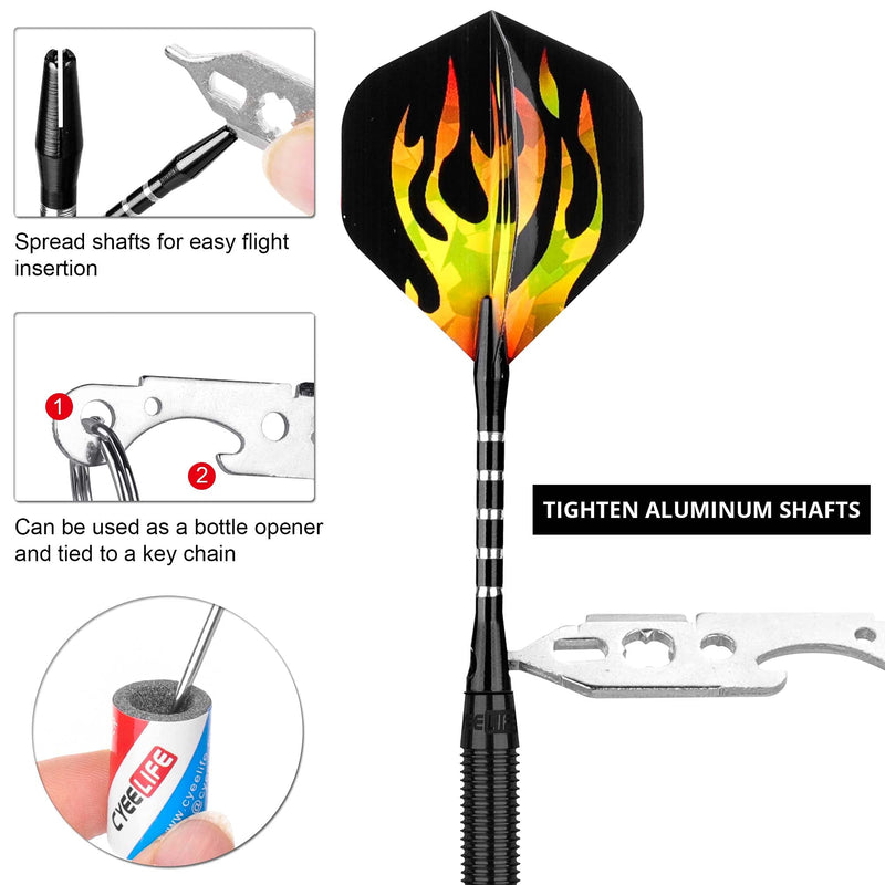 CyeeLife-90% Tungsten Steel tip Darts 21/23/26/28/30g with Carrying Case Aluminum shafts+Tool+Sharpener+18 Flights+One Piece Flights 23g Black - BeesActive Australia