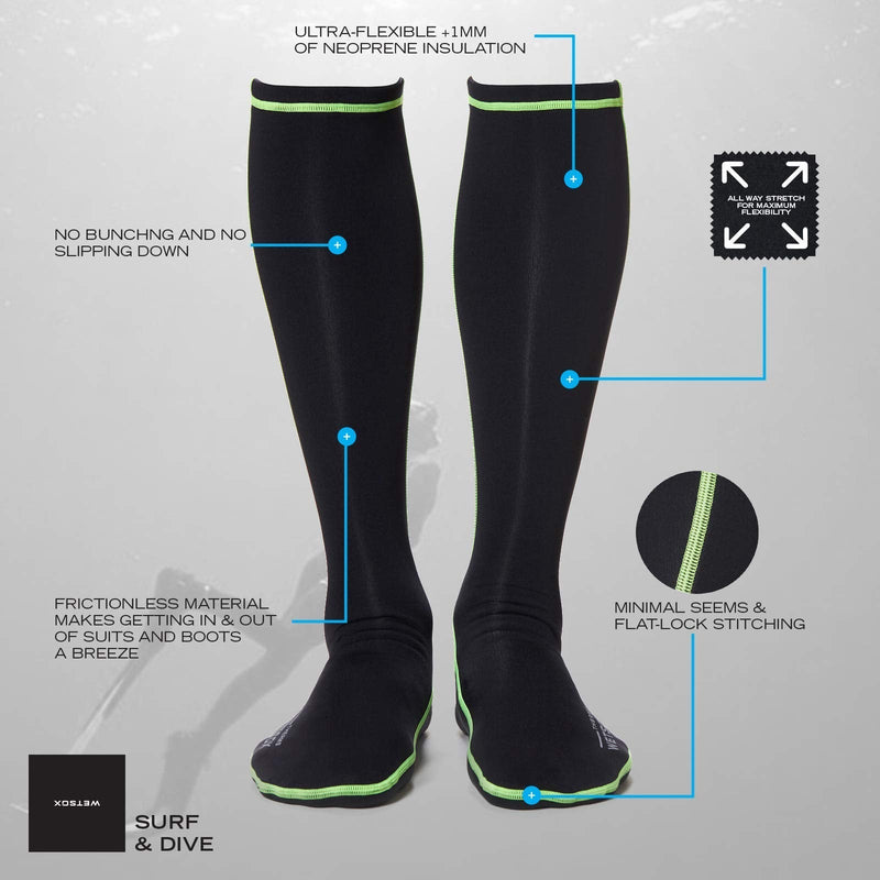 WETSOX Thermals Wetsuit Socks, 1mm Neoprene for Extra Warmth Round Toe Small Women/Small Men - BeesActive Australia