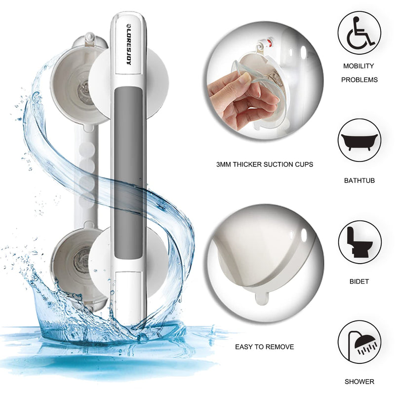 Suction Bathroom Grab Rails for Elderly, Shower Handles for Elderly with Suction Cup and Suction Warning, Safety Hand Rails Disabled for Bathrooms, Grab Handles for Disabled, Portable Mobility Aids 1pcs - BeesActive Australia