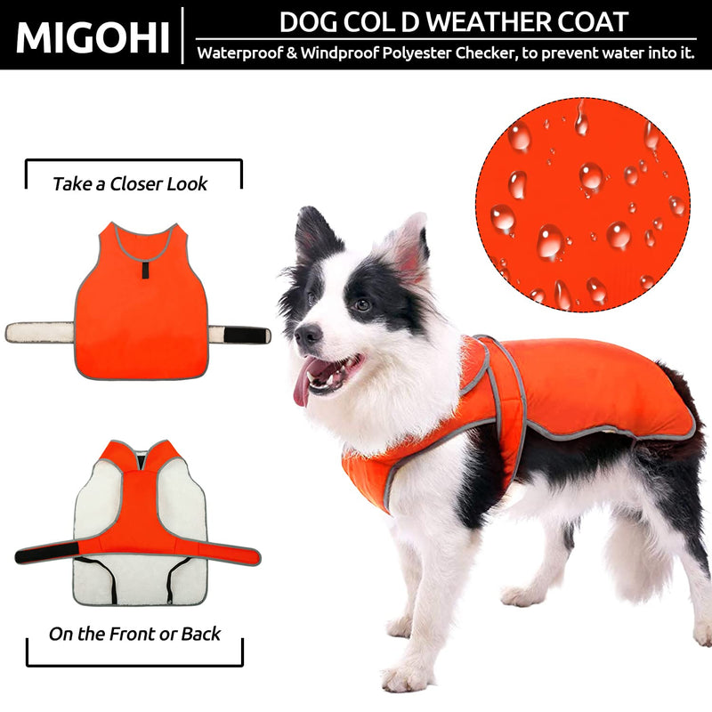 MIGOHI Reflective Waterproof Windproof Dog Coat Cold Weather Warm Dog Jacket Reversible Stormguard Winter Dog Vest for Small Medium Large Dogs X-Large (Pack of 1) Orange - BeesActive Australia