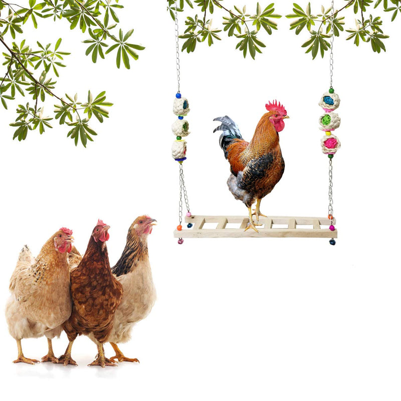 Vehomy Chicken Swing Chicken Perch Chicken Wood Ladder Stand Chicken Toy for Hens Handmade Chicken Coop Swing Toys for Chicks Rooster Hens - BeesActive Australia