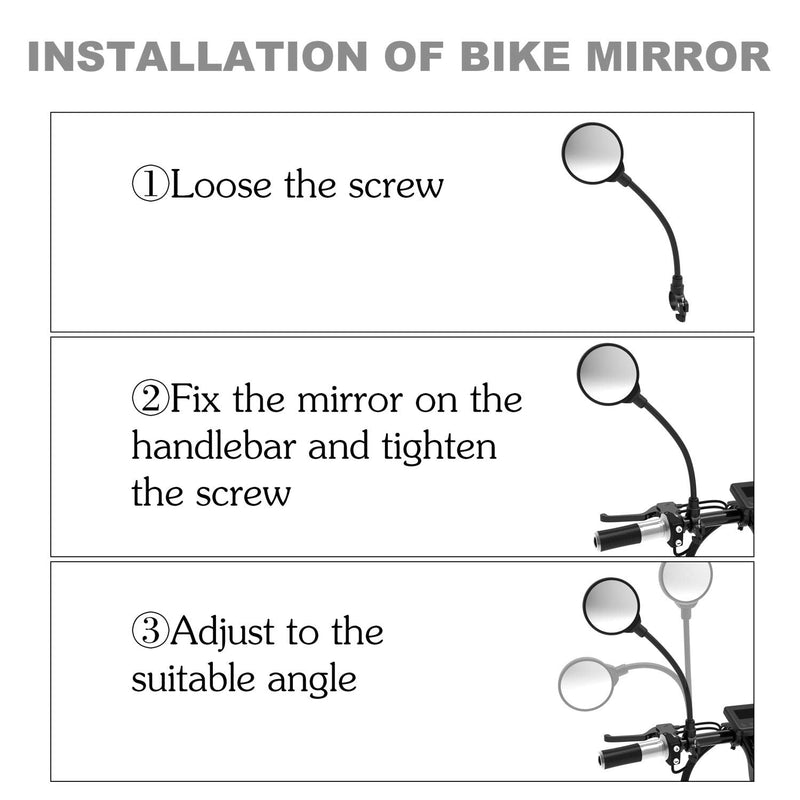 ROYOR Wide Angle Bike Mirror, 360° Adjustable Rotatable Bicycle Mirror, Bicycle Mirrors for Handlebars, Bike Mirror Handlebar Mount for Electric Bike, Mountain Bike and Road Bike - BeesActive Australia