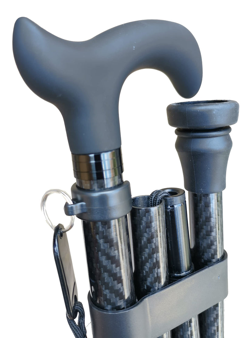 Deluxe Carbon Fibre 4-Part Folding Adjustable Walking Stick Cane for Men, Ladies and Women with Soft Grip Handle - 33.5” to 37.5” - BeesActive Australia