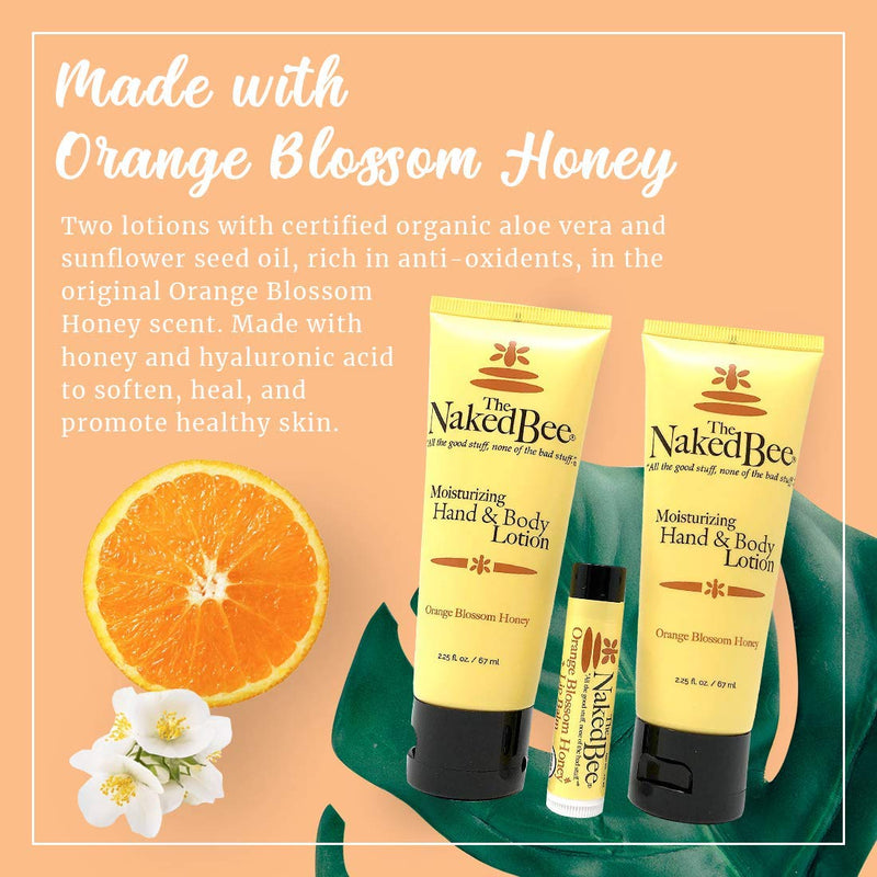 The Naked Bee Orange Blossom Honey Lotion and Lip Balm Set, Hydrating, Moisturizing, and Natural Skin Care Products Cruelty Free 2 Lotions & 1 Lip Balm - BeesActive Australia