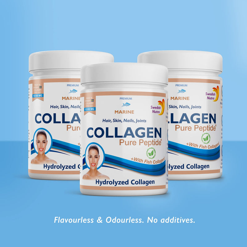 Swedish Nutra Powder Marine Collagen - Pack of 300g, 30 Day Supply | Minimize Fine Lines, Wrinkles & Improve Skin Elasticity | High Absorption Rate - BeesActive Australia