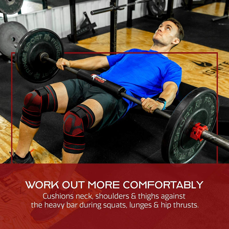 Dark Iron Fitness Barbell Pad - 15-inch, Extra Thick, Padded Cushion for Squat, Hip Thrust, Weight Training and Lunge Exercises - Squat Rack Accessories﻿ All Black - BeesActive Australia
