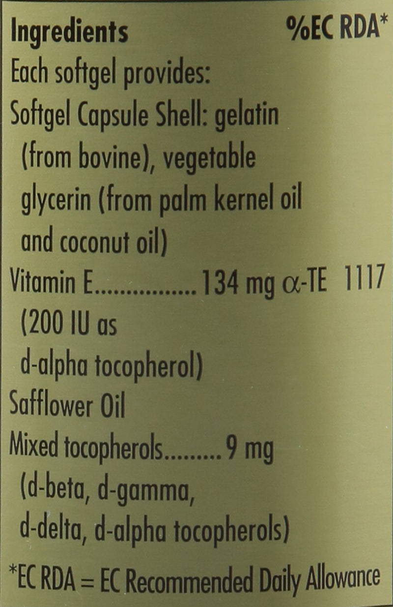Solgar Vitamin E 134 mg (200 IU) Softgels - Pack of 250 - Helps Combat Oxidative Stress - Immune System Support - Gluten Free - BeesActive Australia