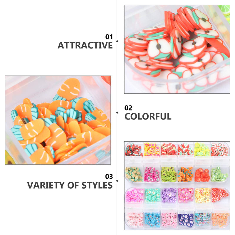 Minkissy 2 Boxes Nail Art Slices 24 Grids 3D Assorted Fruit Flowers Slices Colorful DIY Nail Art Supplies for DIY Crafts,Nail Art Decoration - BeesActive Australia