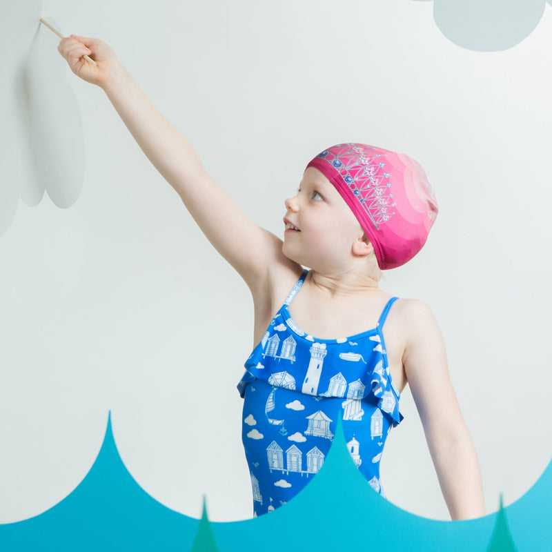[AUSTRALIA] - Poolbeanies, Lycra Designer Swim Caps, 2 Pack, Tiara in Princess Pink, Swan Lake 