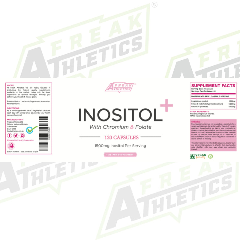 Myo Inositol Capsules by Freak Athletics - Inositol Capsules with Chromium & Folate - 120 Capsules Vegan & Vegetarian Friendly - UK Made - BeesActive Australia