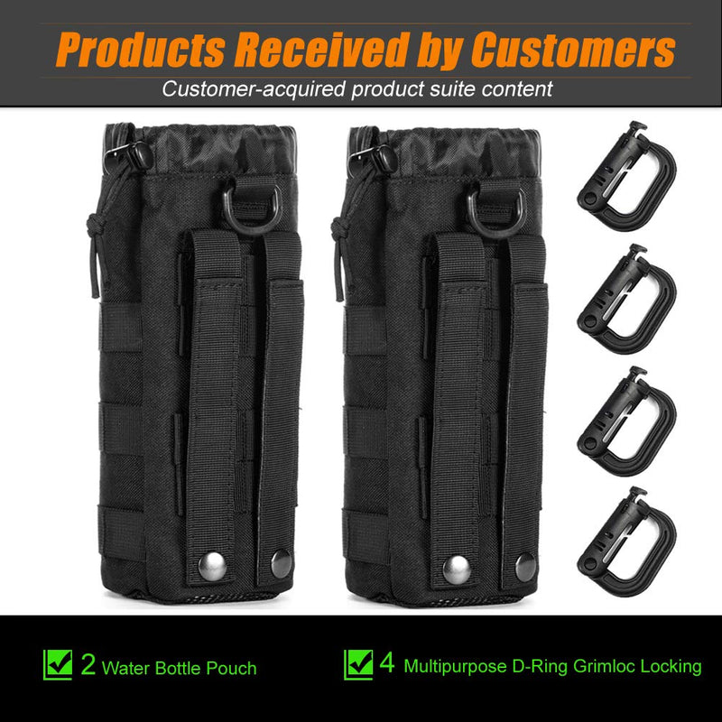 [AUSTRALIA] - Upgraded Tactical Drawstring Molle Water Bottle Holder Tactical Pouches NEW-2P Water Pouch 