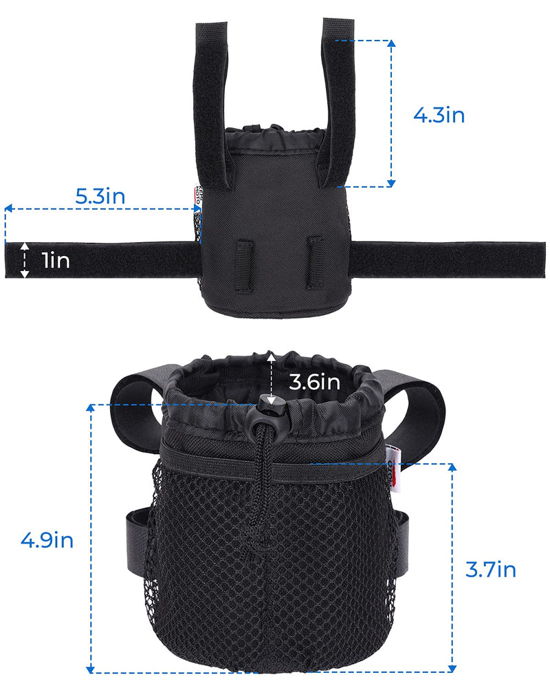 kemimoto Bike Cup Holder, Bicycle Water Bottle Holder Handlebar Drink Holder with Mesh Pockets Phone Bag for Cruiser, Mountain Bike, Scooter, Folding, Road Bike, Wheelchair 1 Pack 5" / 1 Pack - BeesActive Australia