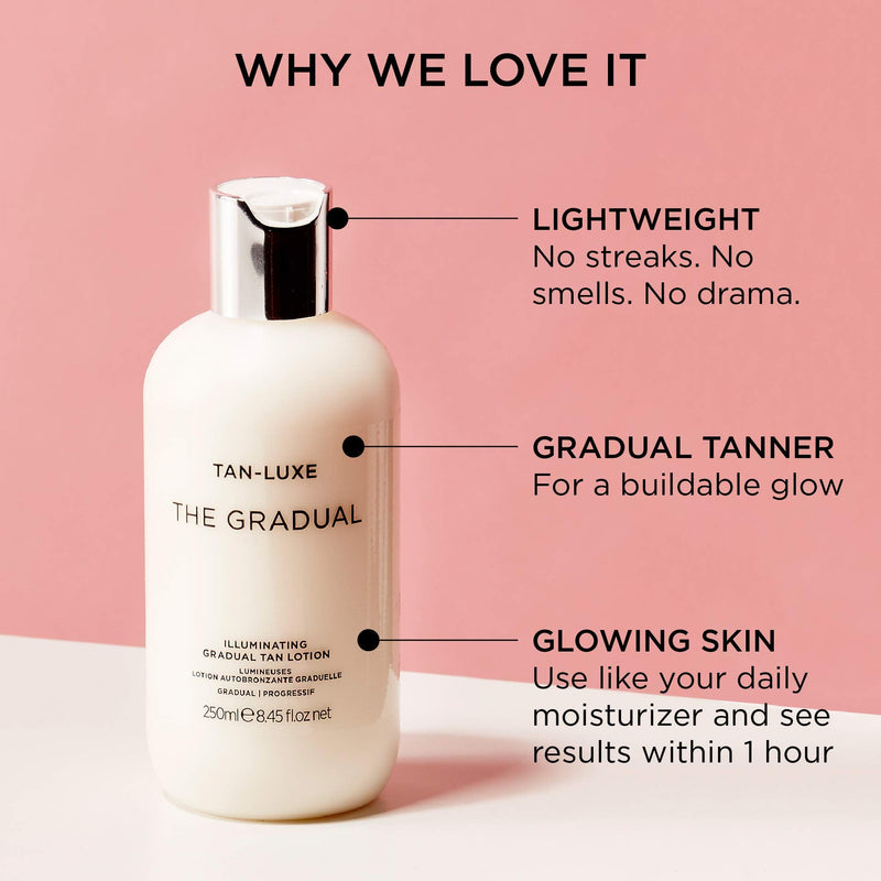 Tan Luxe THE GRADUAL Fake Tan Lotion, (250 ml) Self Tanning Skin Care with Gradual Glow, Cruelty Free & Vegan The Gradual Lotion - BeesActive Australia