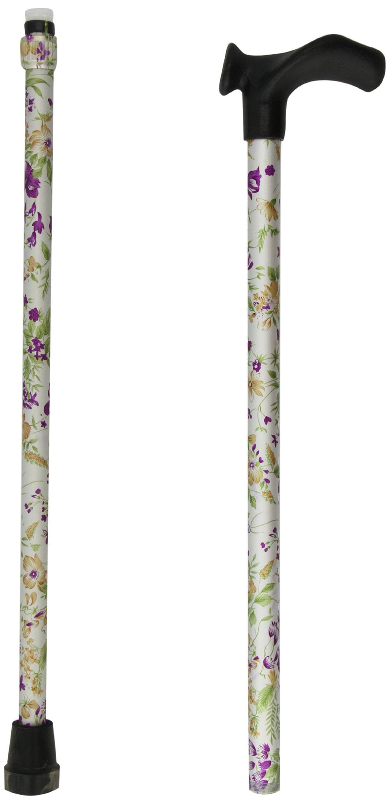 Homecraft Contoured Grip Sticks, Non-Folding Walking Stick with Black Shaft, Ergonomic Handle Design for Those with Weak Grasp or Arthritis, 73.8-95.5,cm, Right Hand 738-955mm/Right Hand Woodlands Flowers/Non-Folding - BeesActive Australia