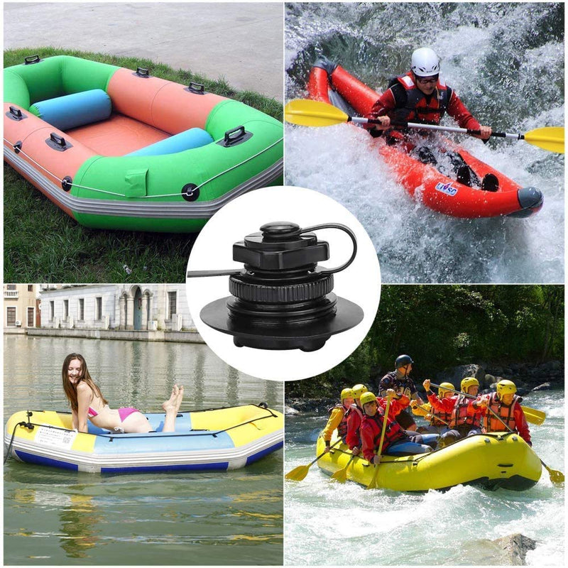 BUZIFU 2pcs Air Valve Inflatable Boat Spiral Air Plugs One-way Inflation Replacement Screw Boston Valve for Rubber Dinghy Raft Kayak Pool Boat Airbeds,Black - BeesActive Australia