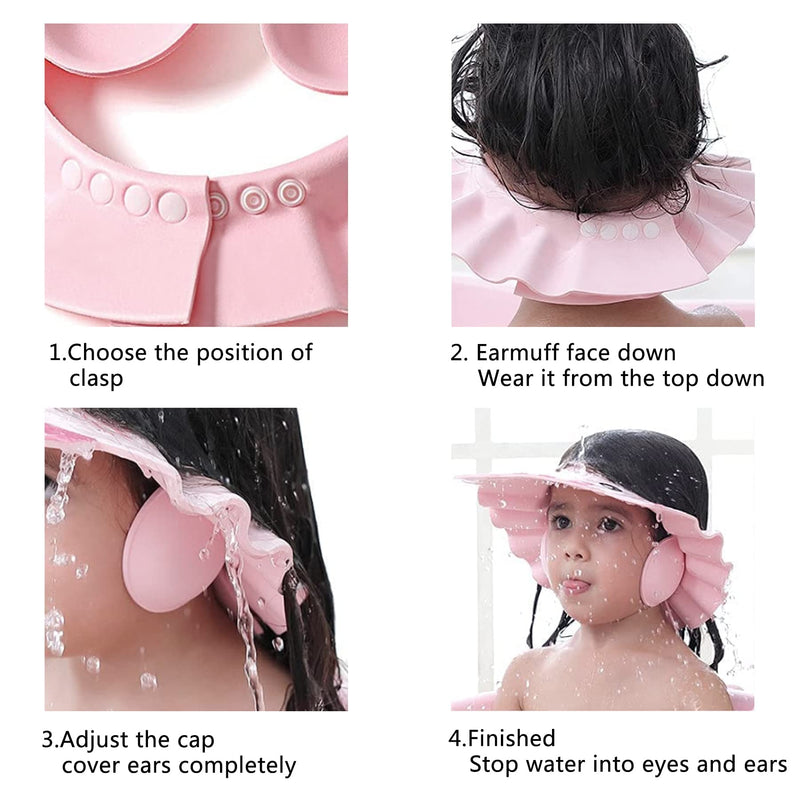 3Pcs Baby Bath Shower Cap, Baby Kids Adjustable Shampoo Bath Bathing Shower Cap Hat Wash Hair Shield for Toddler, Baby,Children - BeesActive Australia