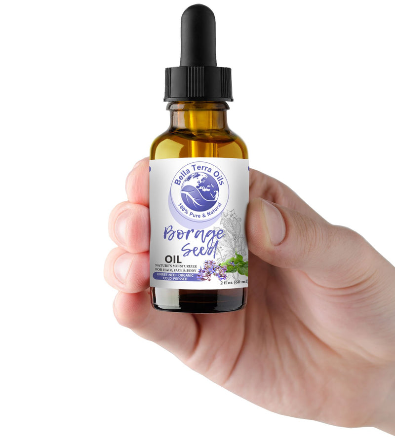 NEW Borage Seed Oil. 2oz. Cold-pressed. Unrefined. Organic. 100% Pure. PA-free. Hexane-free. GLA Oil. Natural Moisturizer. For Hair, Face, Body, Nails, Stretch Marks. - BeesActive Australia