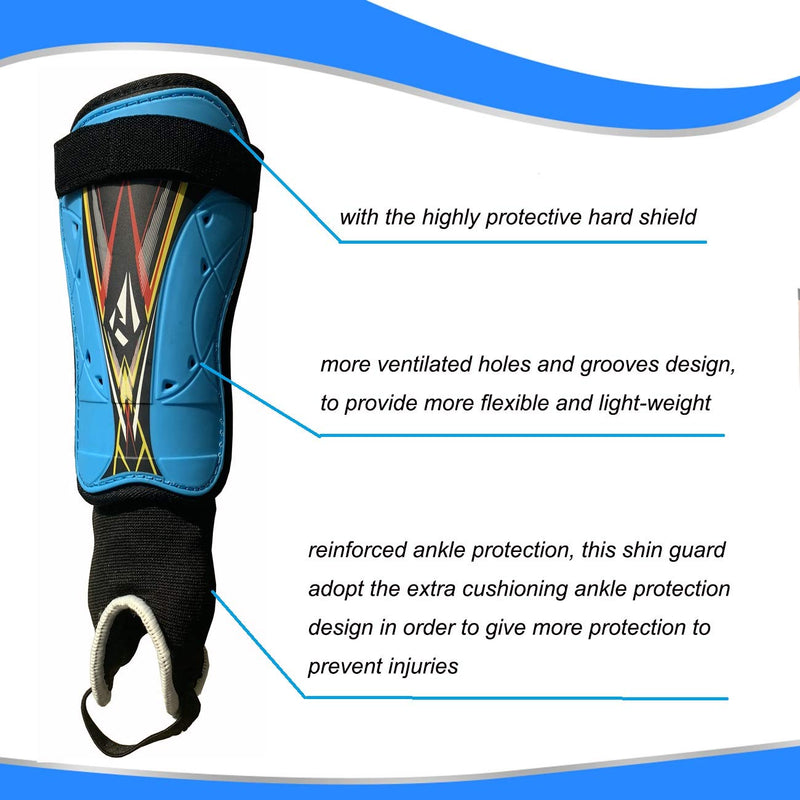 Rawxy Soccer Football Shin Guards with Super Protective Flexible Low-Profile,Great for Adult,Youth, Junior blue/black Large - BeesActive Australia